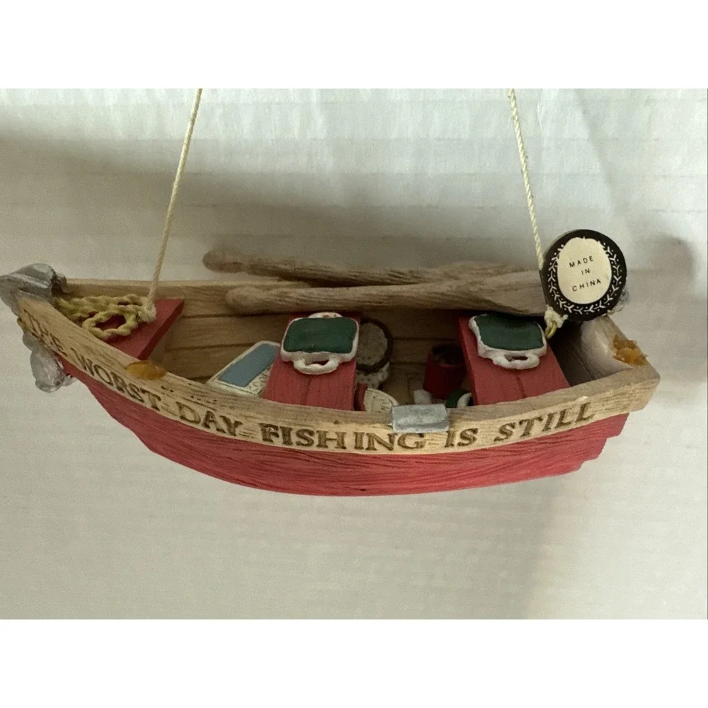 Fish Rowboat Christmas Ornament 